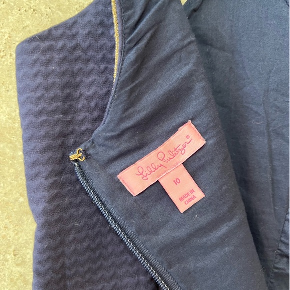 Lilly Pulitzer ‘Valli Shift’ Embroidered Mini Dress, Navy Blue and Gold, size 10 - Picture 7 of 12
